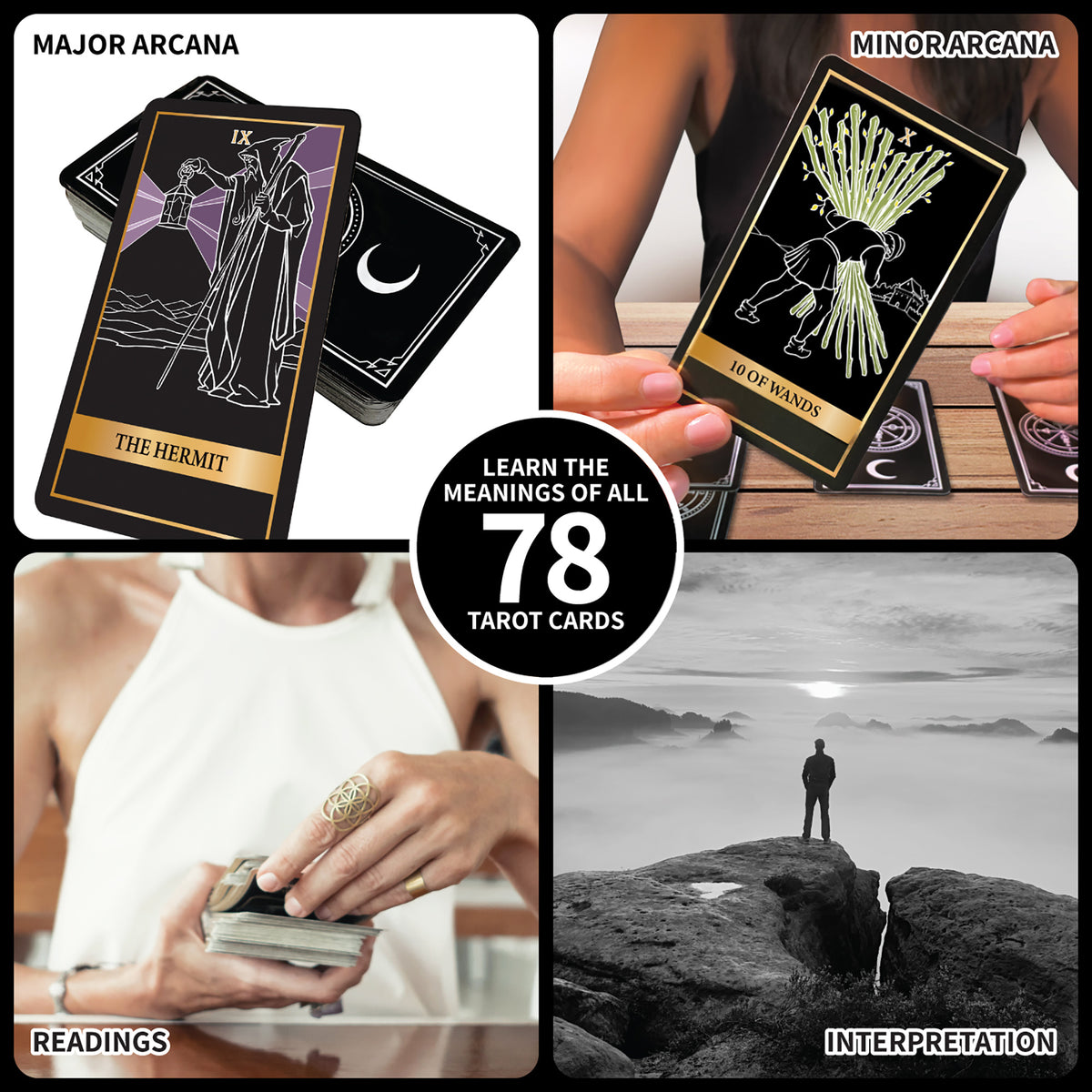 SpiceBox Gift Box Tarot Cards set with card deck, instruction book, and protective pouch
