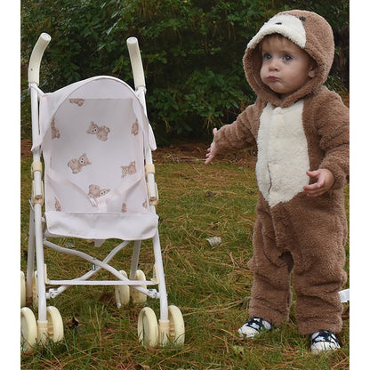 Roma Teddy XL Umbrella Buggy with bear print canopy and cream wheels
