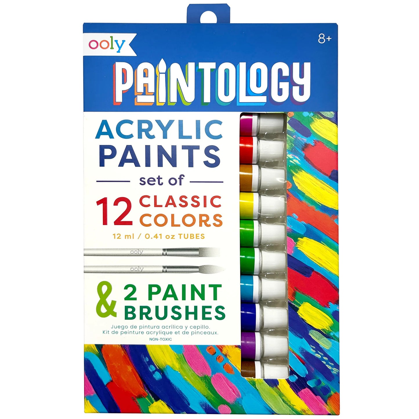 OOLY Paintology Classic Acrylic Paint Set - 12 Colors with Brushes, Ages 8+