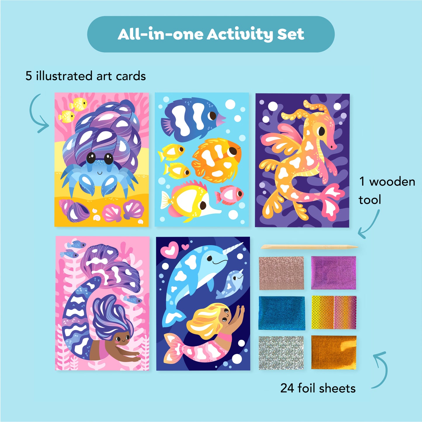 Tiger Tribe Foil Art Ocean Magic - Creative Set for Kids