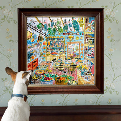 eeBoo Victorian Kitchen 1000 piece jigsaw puzzle with colorful illustrated kitchen scene