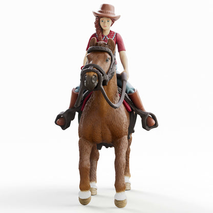 Schleich Horse Club Hannah & Cayenne playset with articulated cowgirl rider on brown horse