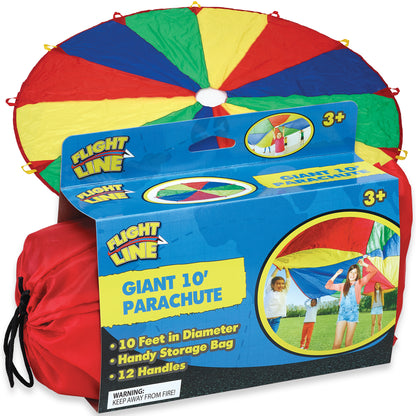 Flight Line Giant 10' Parachute - Colorful Sports Play for Kids Aged 3+