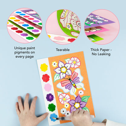 Tiger Tribe watercolor art set with colorful flower designs, thick paper, and mess-free brush for kids ages 4+