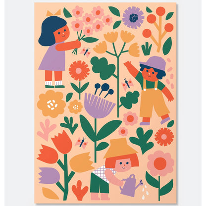 JOS Paint By Numbers - In Bloom colorful garden illustration with flowers and characters