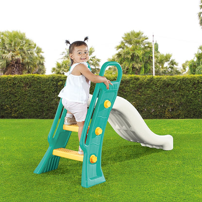 Dolu Junior Slide in Green-Yellow-White for Toddlers, Indoor-Outdoor Slide
