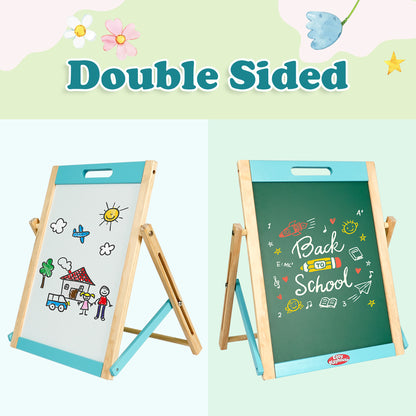 Easy Playhouse Wooden Tabletop Art Easel - Magnetic Double-Sided Chalk & Whiteboard
