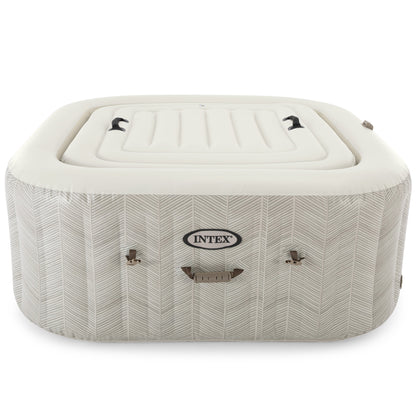 Intex PureSpa Chevron Deluxe 4-Person Hot Tub in cream with gray chevron pattern