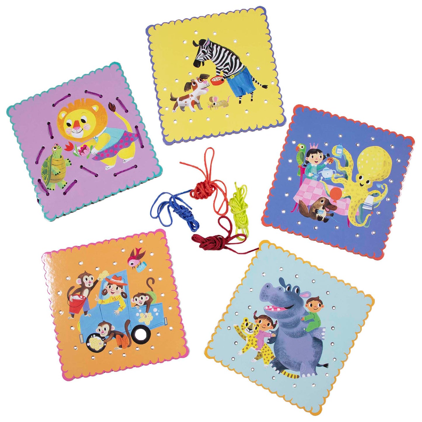 Good Deeds: Animal Themed Lacing Cards - Set of 5 with Colorful Laces
