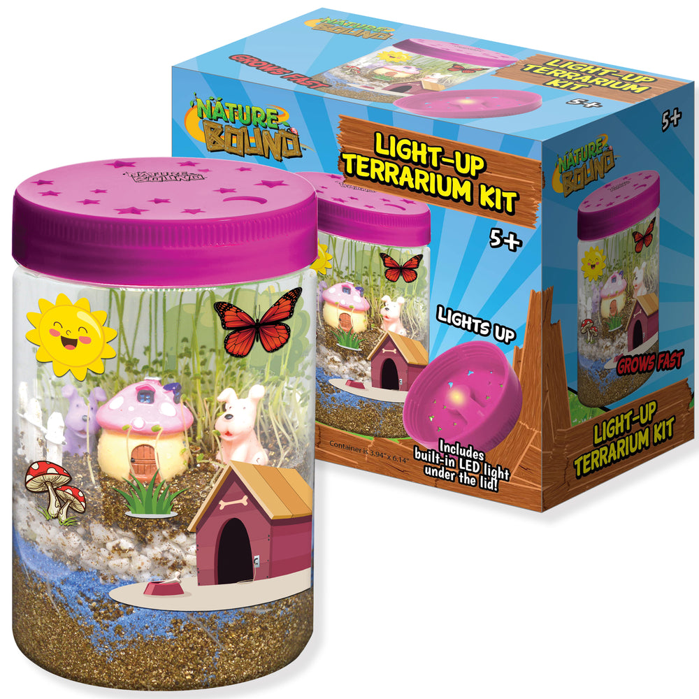 Nature Bound Light-Up Terrarium Kit – Pink Mini Garden Jar with LED for Kids 5+