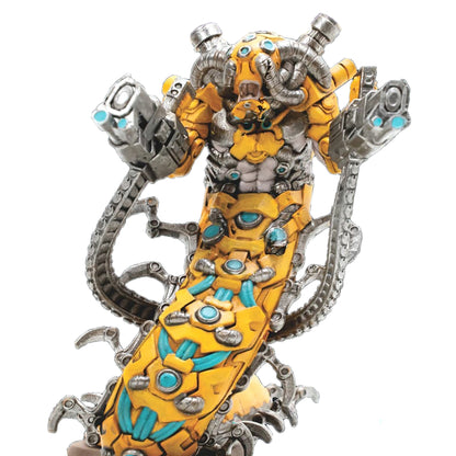 Scavorith Lord of Ruin Heroscape unpainted figure with yellow armor and blue accents