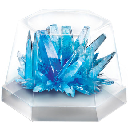 4M KidzLabs Crystal Science Kit with blue grown crystals in clear display dome