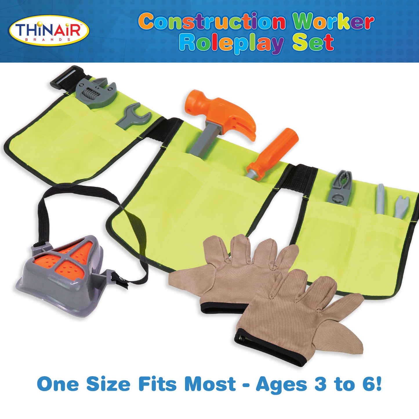 Playful Minds 12pc Construction Worker Dress-Up Set - Yellow/Orange - Kids 3+