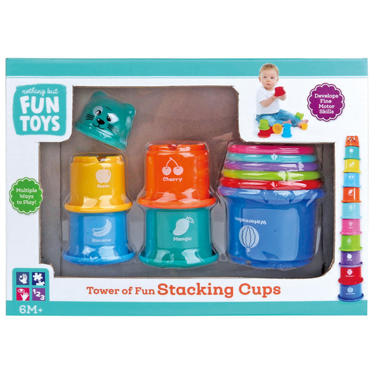 Nothing But Fun Toys Tower of Fun Stacking Cups - 10pc Rainbow Delight