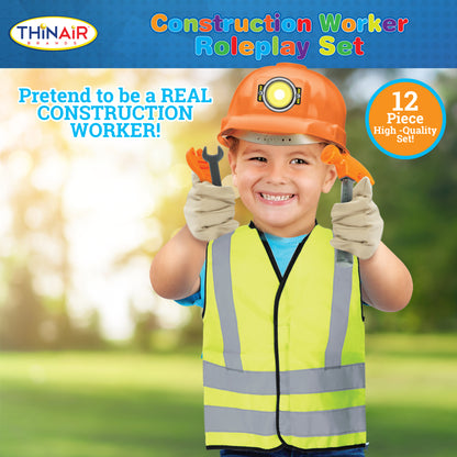 Playful Minds 12pc Construction Worker Dress-Up Set - Yellow/Orange - Kids 3+