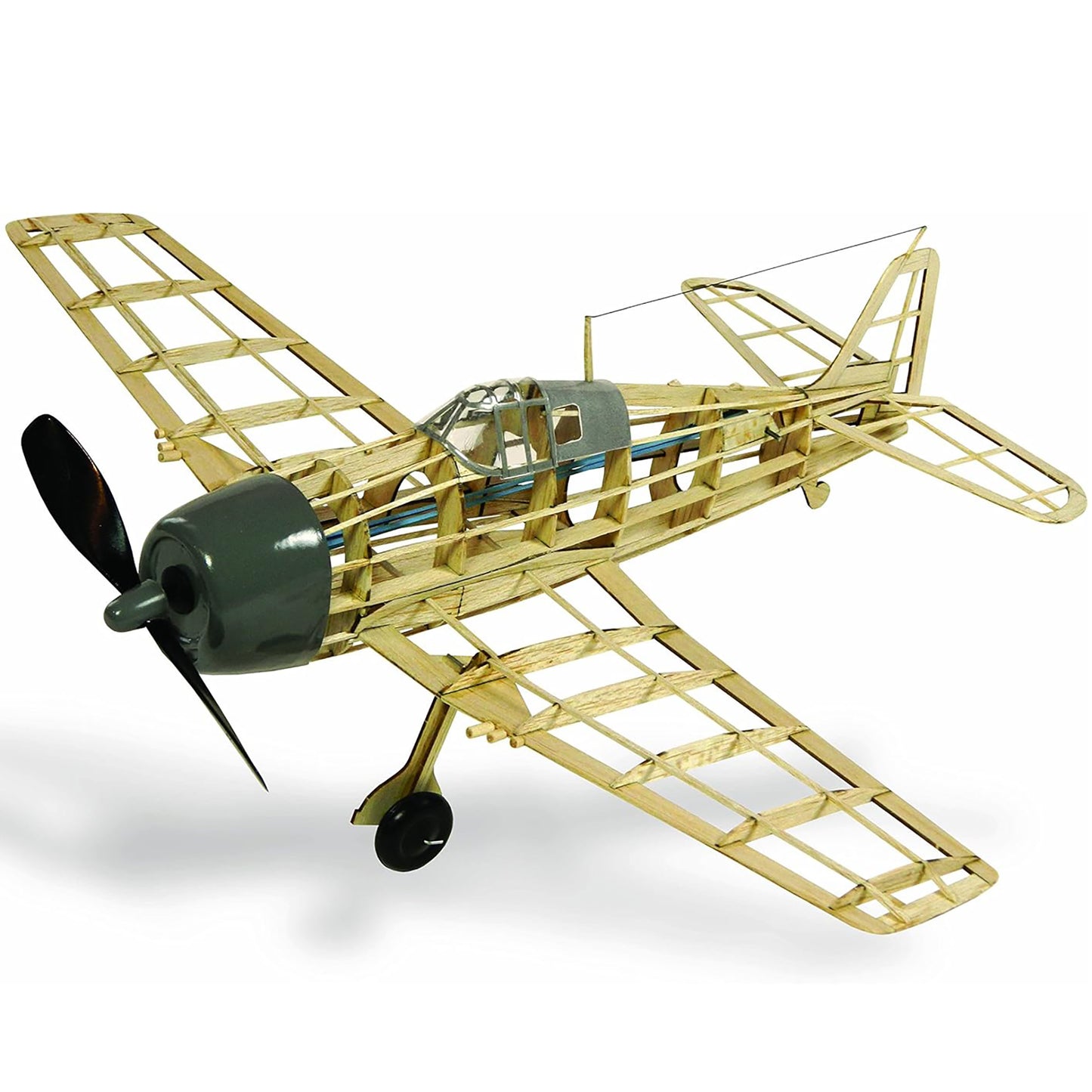 F6F Hellcat Flying Model Kit with wooden frame and green engine