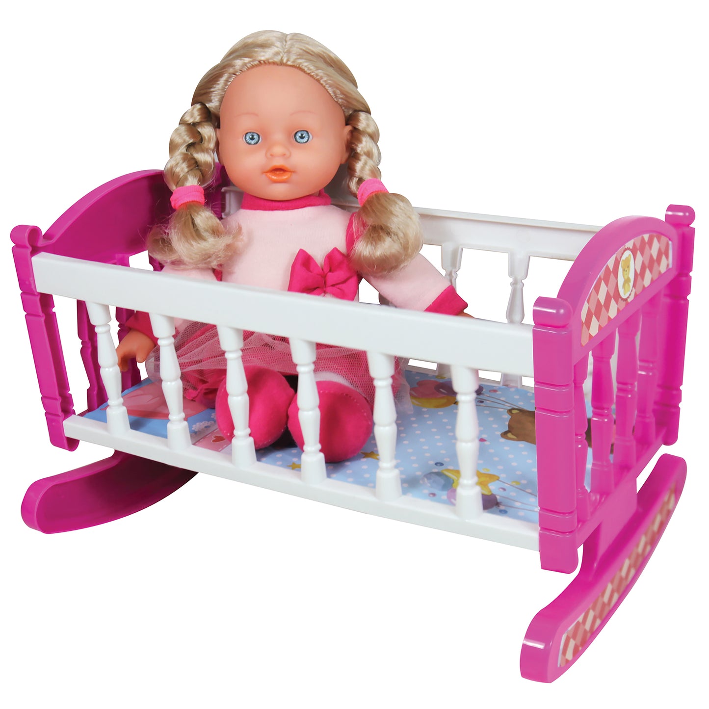 Adorable 12" Doll Playset with Stroller, Bed, and Highchair