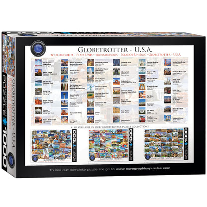 Eurographics Globetrotter USA 1000 piece jigsaw puzzle with travel landmarks map collage