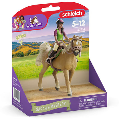 Schleich Horse Club Sarah & Mystery playset with brown horse, rider figure, and accessories