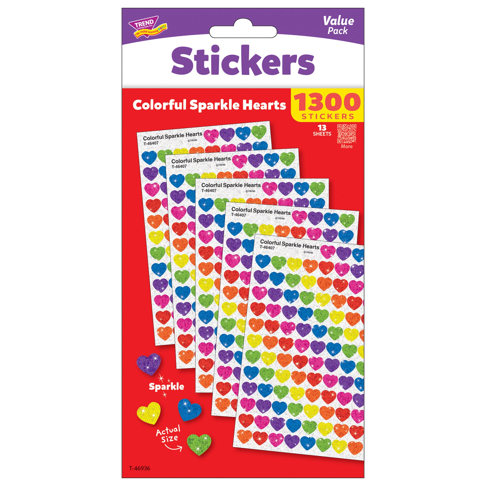 TREND SuperShapes Sparkle Hearts Sticker Pack - 1300 Mini Hearts in As ...