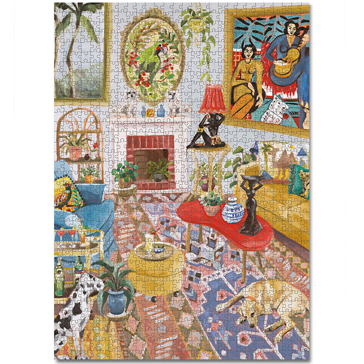 JOS 1000 Piece Puzzle - The Good Room featuring colorful vintage interior scene with plants, furniture, and decorativ...