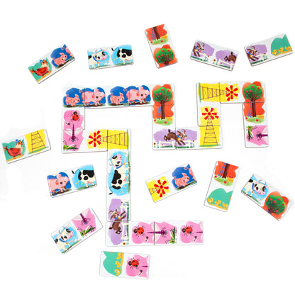 Little Farm Floor Head to Toe Dominoes colorful puzzle tiles with animals and farm scenes