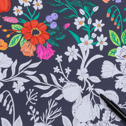 Marker Color By Number: Whimsical Botanicals coloring book with vibrant flowers and botanical designs