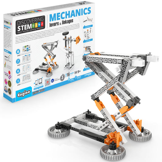 Engino Discovering STEM Mechanics Levers & Linkages building set with orange and gray construction pieces