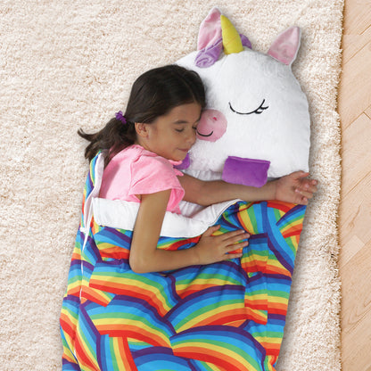 Happy Nappers White Unicorn 66 inch Plush Sleeping Bag - Large