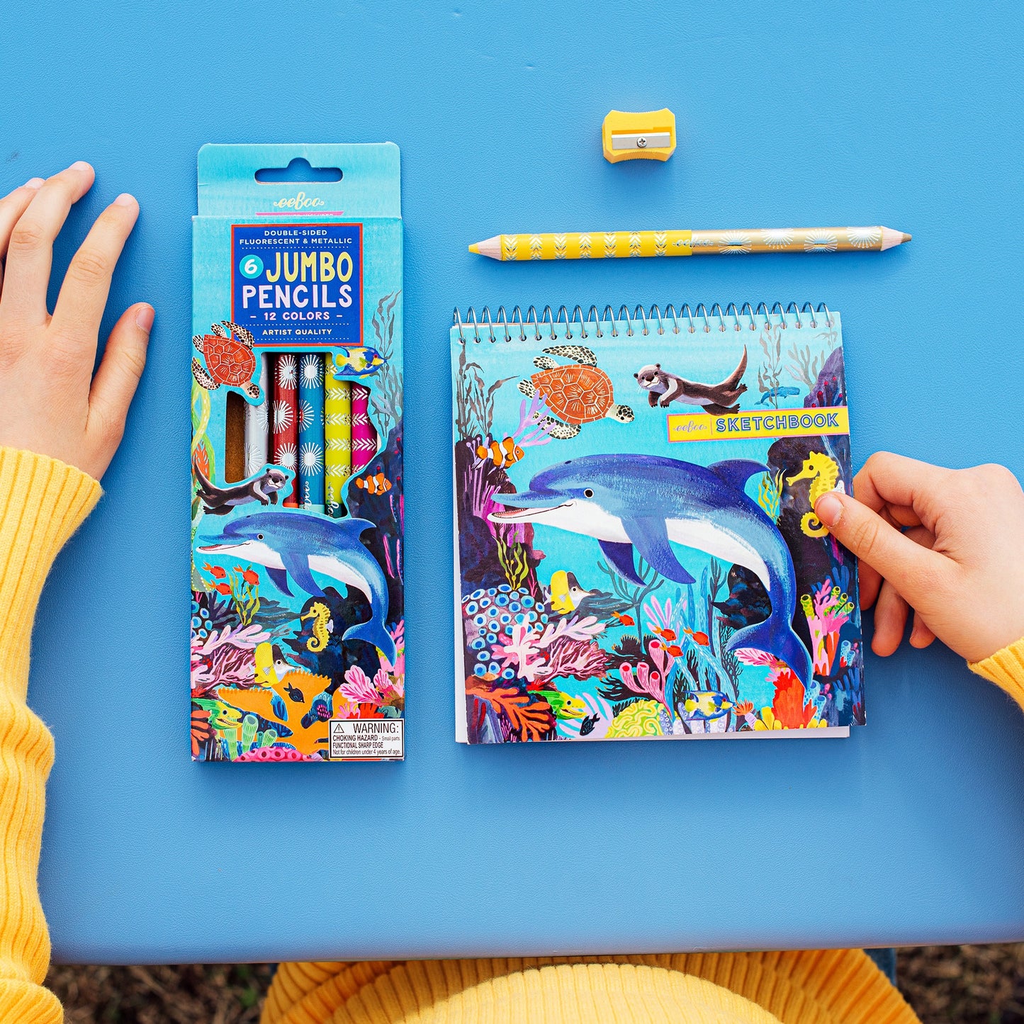 eeBoo Sea Life Double-Sided Jumbo Colored Pencils - 6pc Set