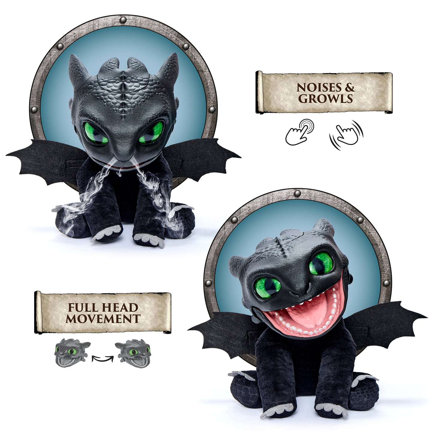 WOW! STUFF RealFX Interactive 10 inch Toothless Puppetronic Plush with 50+ Sounds from HTTYD