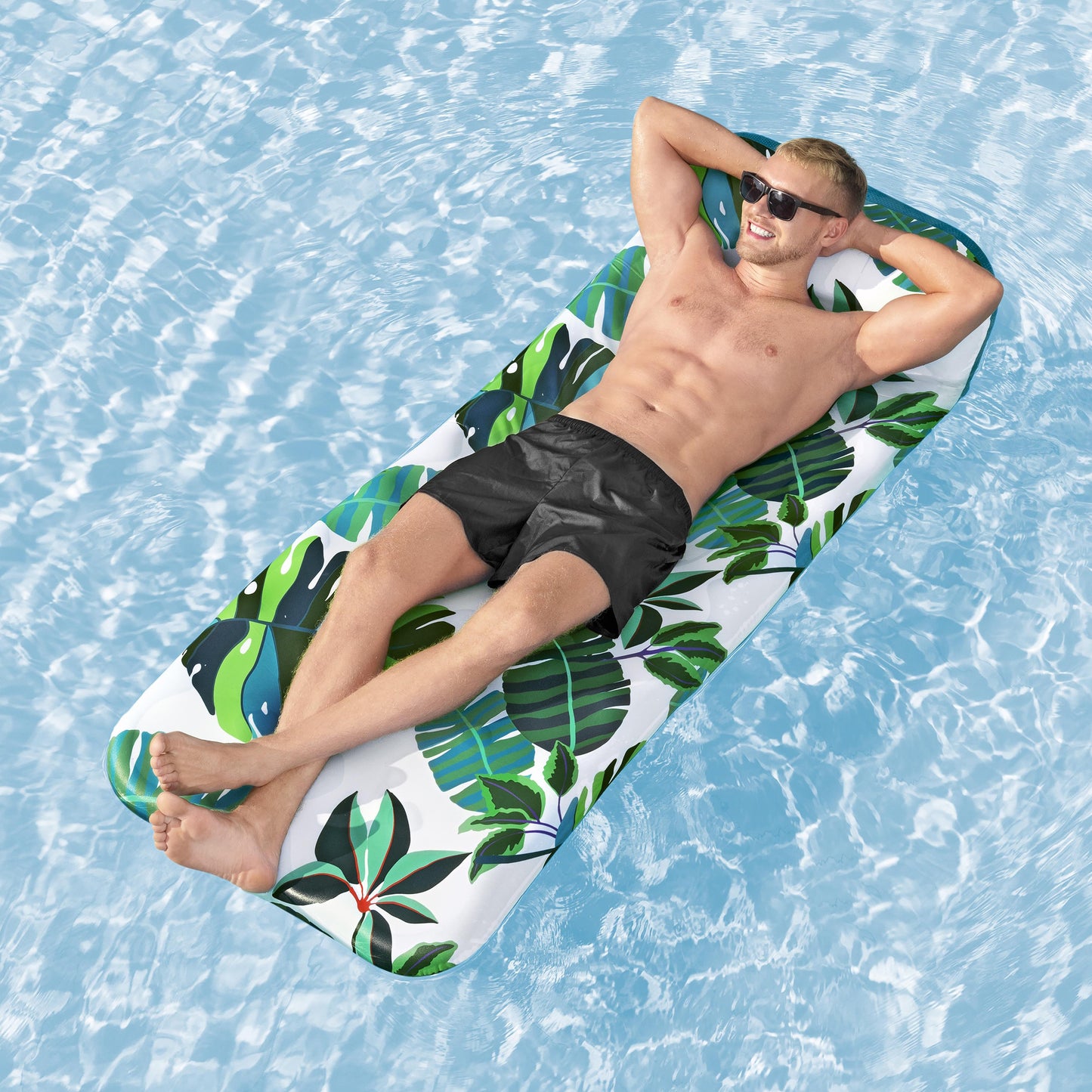 H2OGO! Blissful Drifter 72" Inflatable Floating Mat with UPF Cover & Pillow
