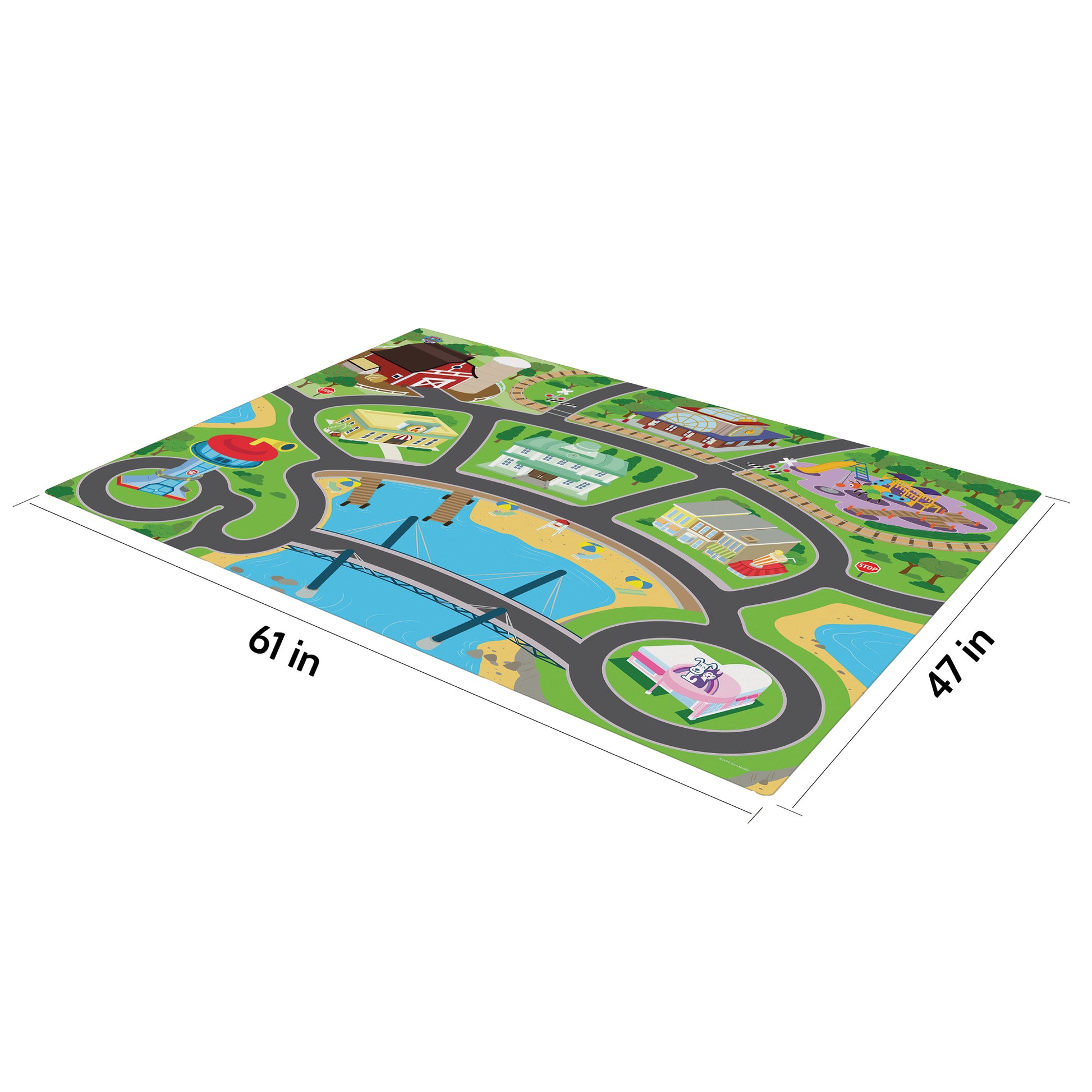 Paw Patrol Imaginmat Jumbo floor playmat 47x61 inches with roads, buildings, and 2 toy cars