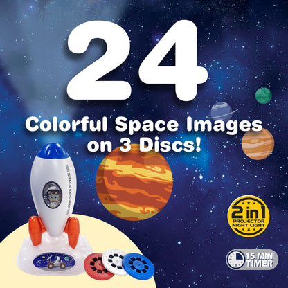 Playful Minds Rocket Projector Night Light - Galactic 2-in-1 Display