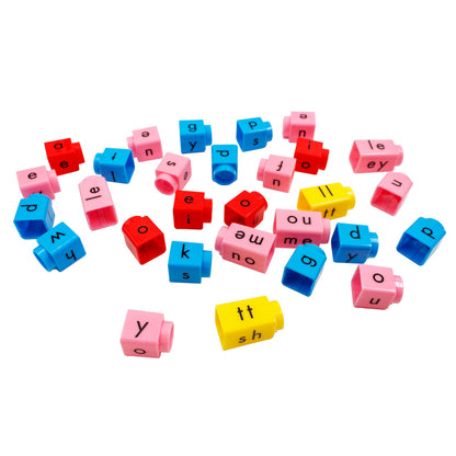 Junior Learning Phonics Blox Heart Word Builders - Pink Color-Coded Letter Blocks for Kids Age 4+