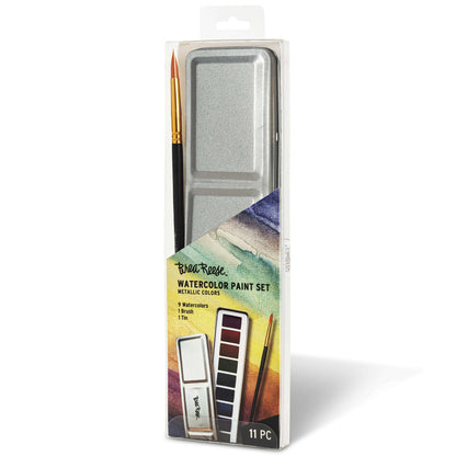 Thea Reese Watercolor Paint Set Metallic Colors with brush and tin case