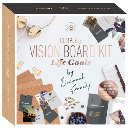 Elevate Vision Board Kit - Life Goals by Shannah Kennedy with cards, workbook, and supplies