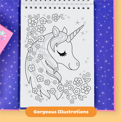 Tiger Tribe Unicorn-Themed Coloring Activity Set - Portable with Markers & Stickers