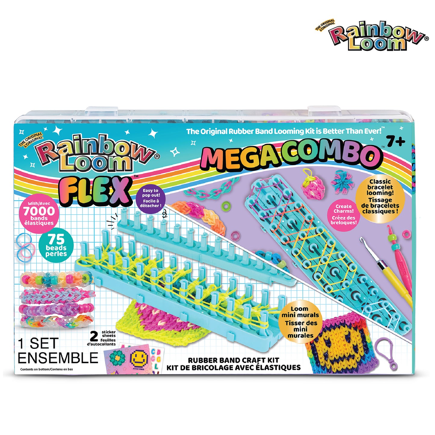 Rainbow Loom Flex Mega Combo bracelet kit with 7,000 rubber bands, looms, and colorful beads