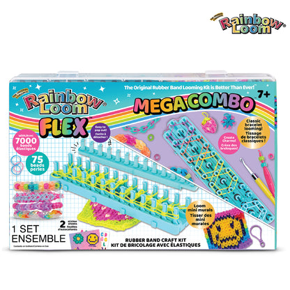 Rainbow Loom Flex Mega Combo bracelet kit with 7,000 rubber bands, looms, and colorful beads
