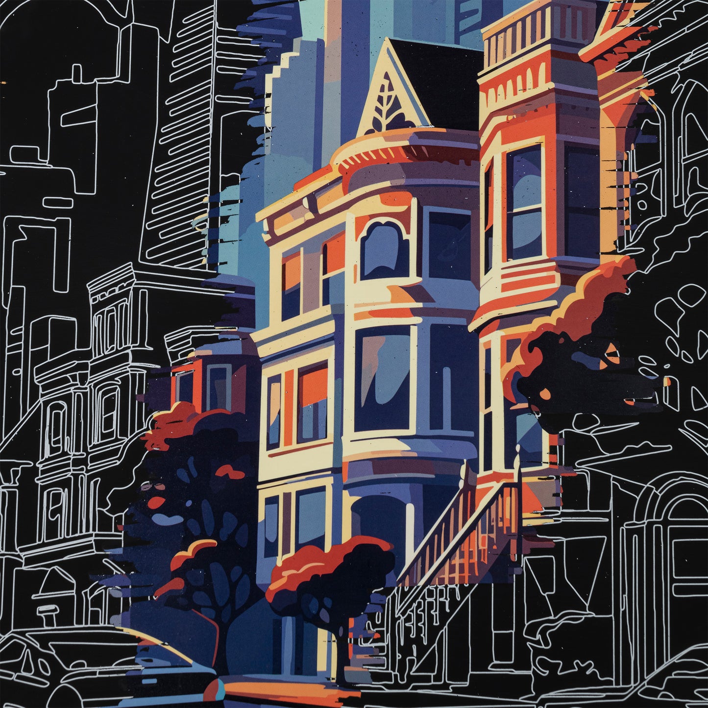 Scratch Art Paper Pad Destinations kit featuring colorful travel landmark design with vibrant orange and blue colors