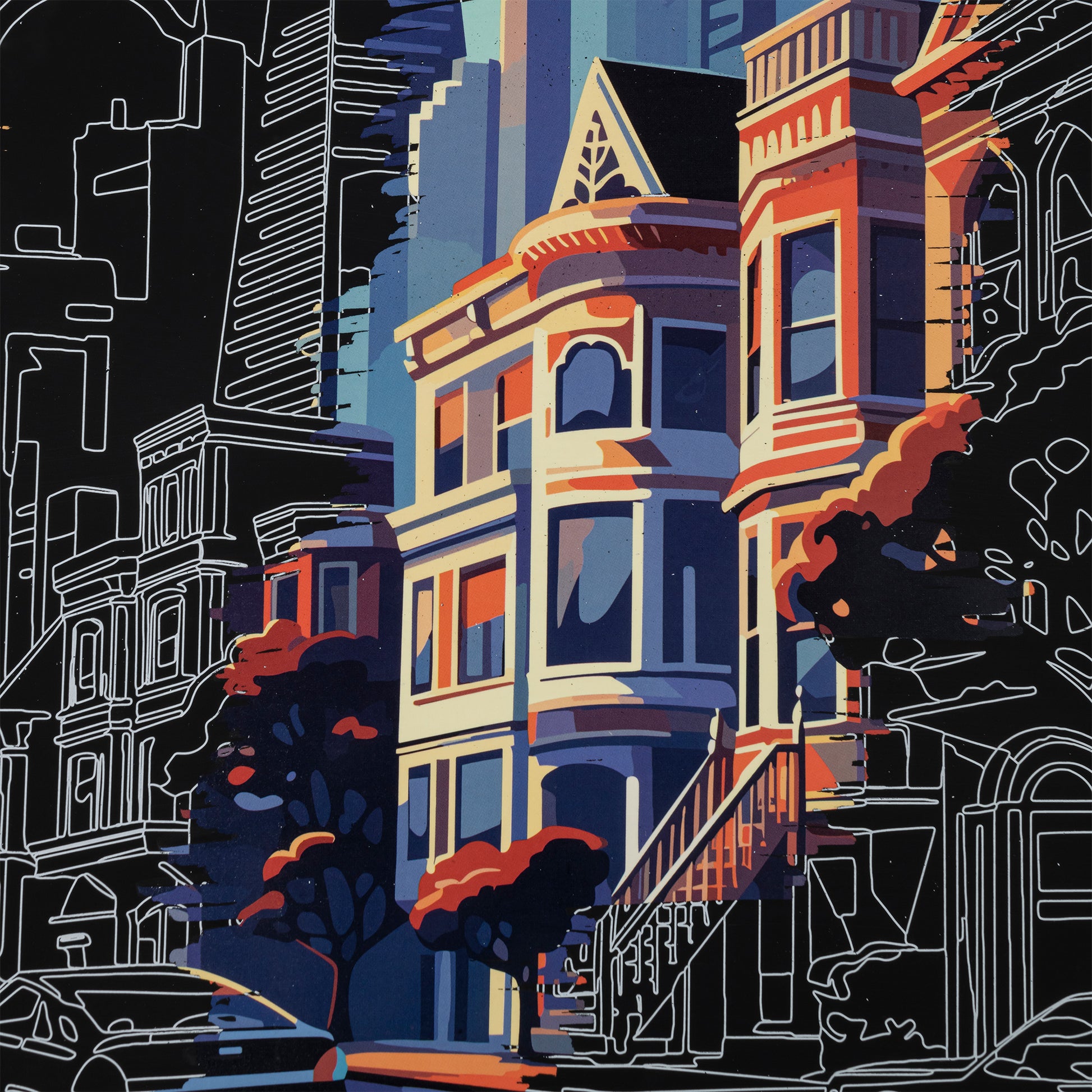 Scratch Art Paper Pad Destinations kit featuring colorful travel landmark design with vibrant orange and blue colors