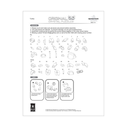 3D Crystal Puzzle Turtles, Translucent Green 37 pcs – Toys