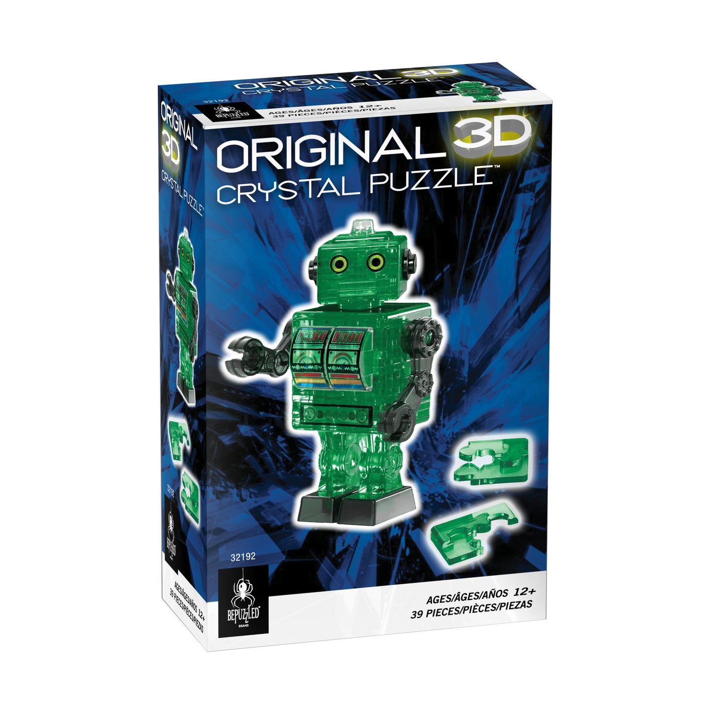BePuzzled 3D Crystal Puzzle - Tin Robot (Green), 39 Pcs