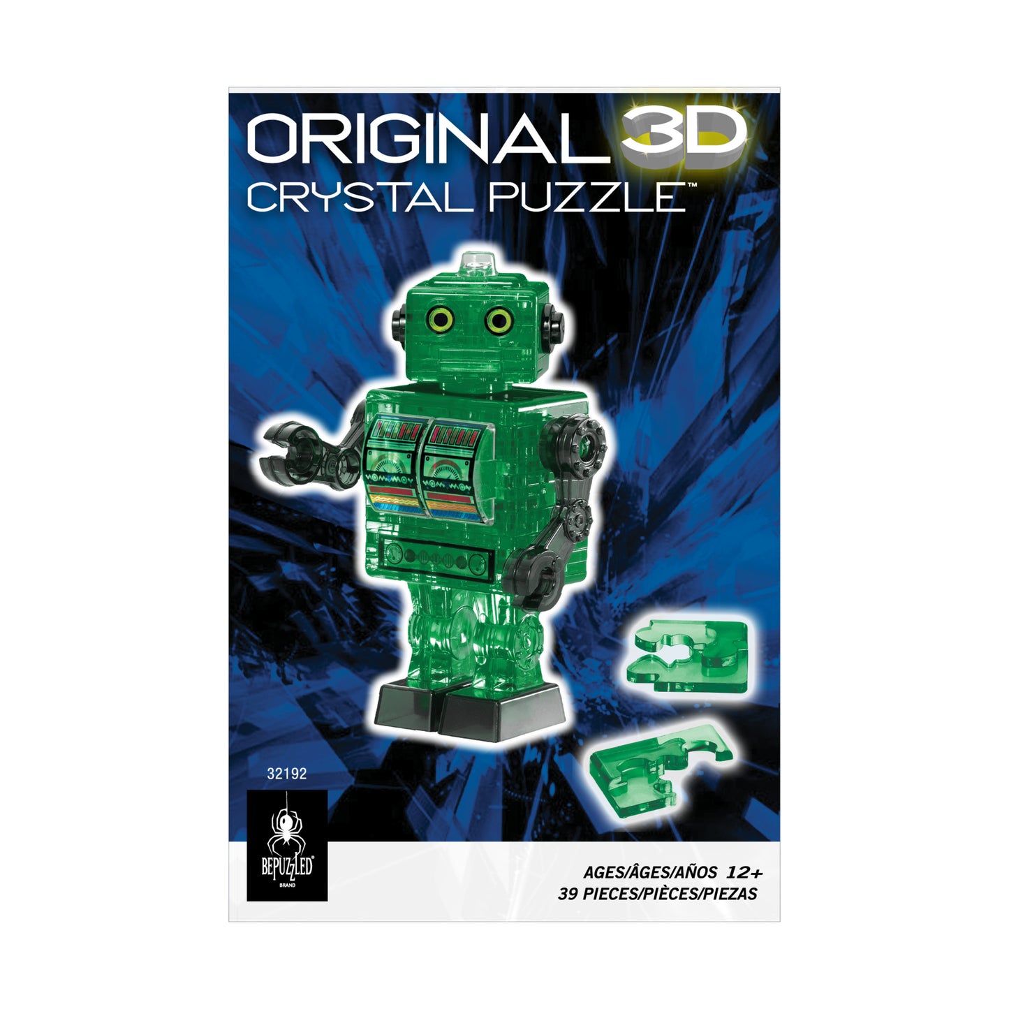 BePuzzled 3D Crystal Puzzle - Tin Robot (Green), 39 Pcs