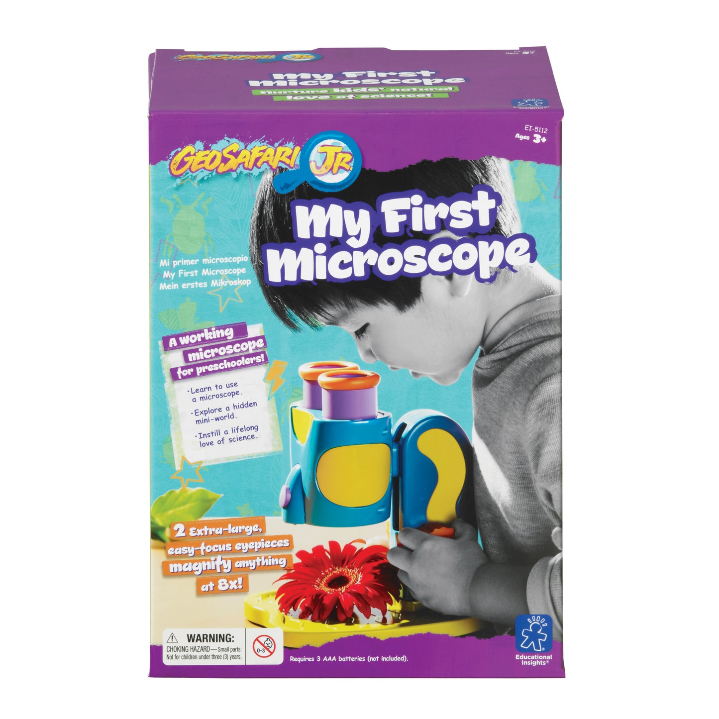 GeoSafari Jr. My First Microscope with blue and yellow body, includes 2 eyepieces