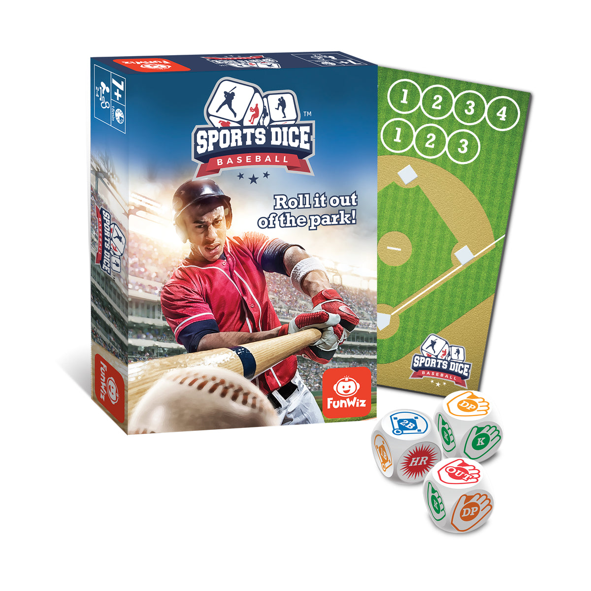 Sports Dice Baseball game box with dice and baseball field scorecard by FunWiz