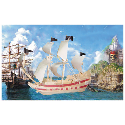 3D Pirate Ship Adventure Natural Wood Puzzle - 1 Set