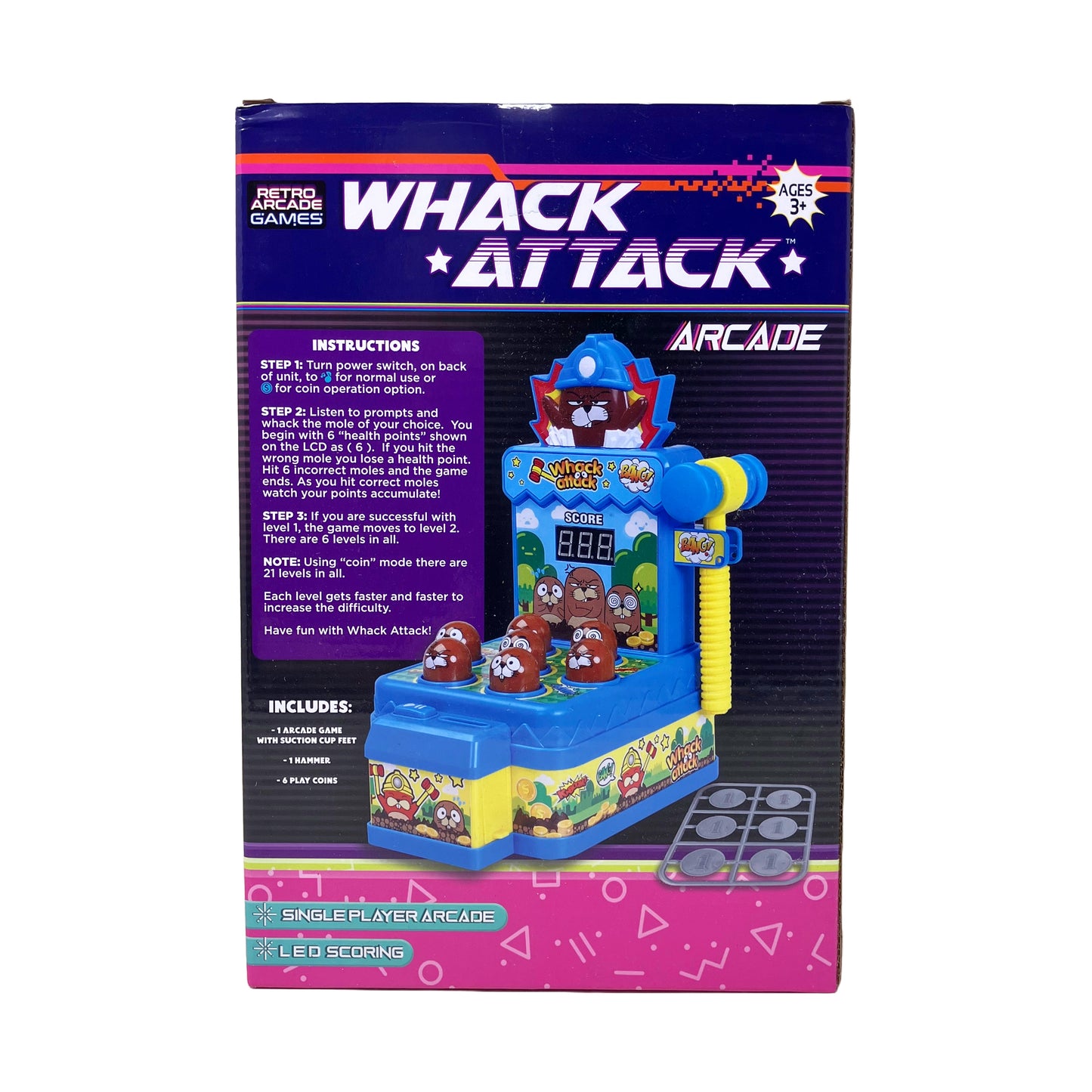 Whack Attack - LED Light Show and Dueling Mole Arcade Game