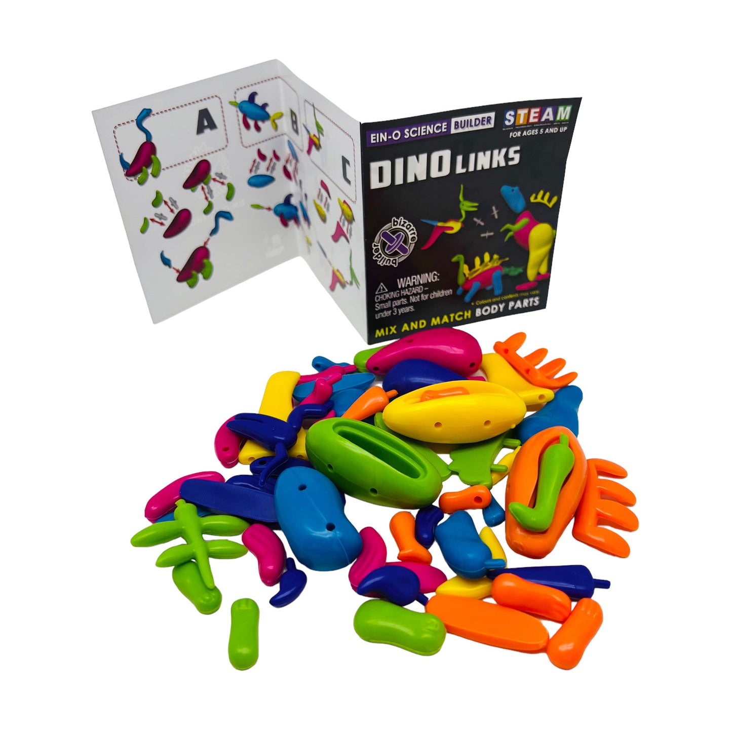 Mindz Bizarre Builder - Dino Links Construction Set - 6 Unique Dinosaurs